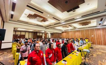 Saksi Peserta Pemilu se-Kabupaten Karanganyar yang terdiri atas 18 Partai Politik, 3 Paslon, dan 11 Anggota DPD Jawa Tengah